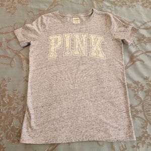Victoria's Secret PINK Gray Mermaid Bling Short Sleeve Tee Shirt Women Size XS